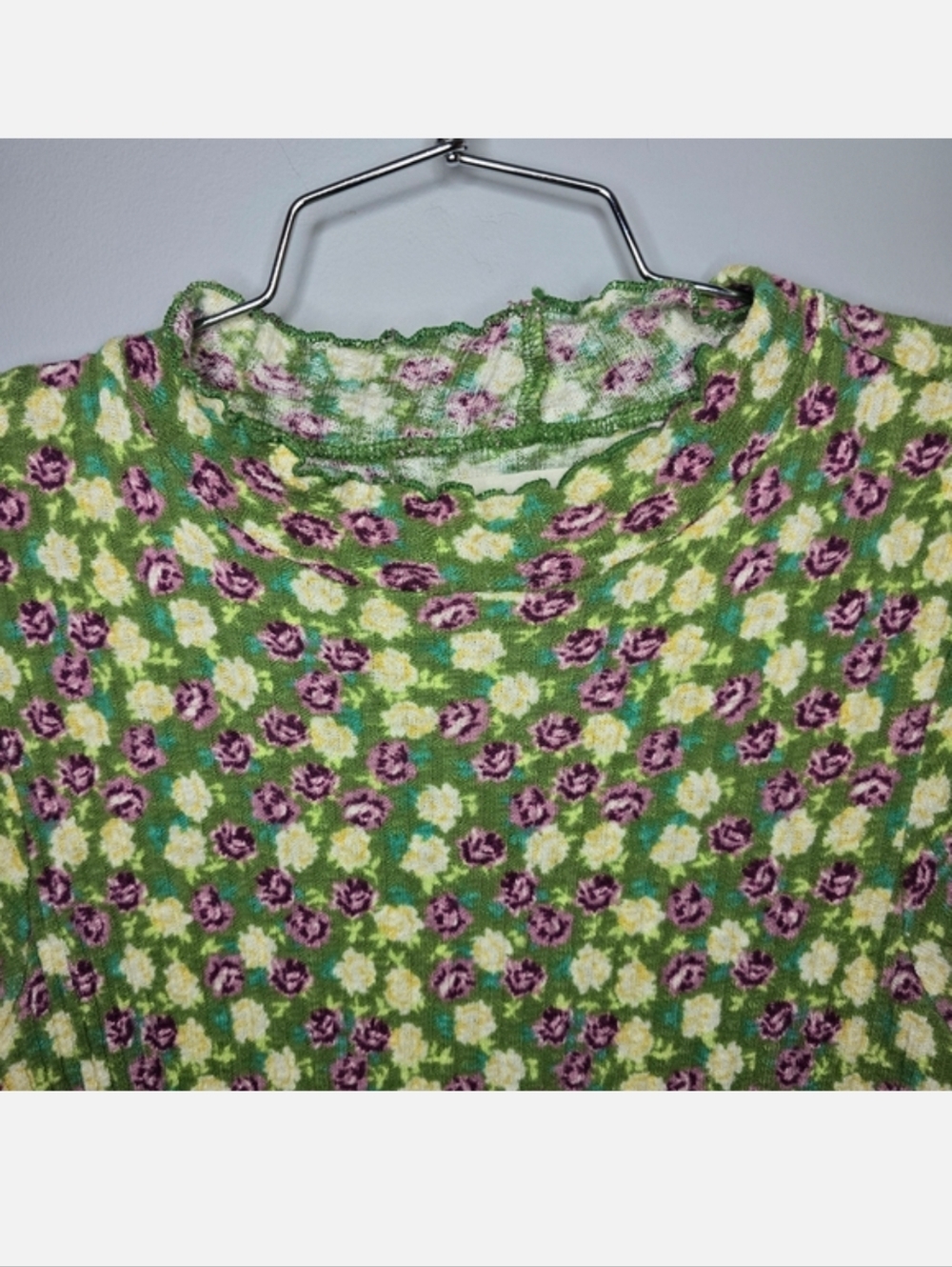 Urban Outfitters Green and Purple Floral Mini Dress, Size Medium - Picture 3 of 4